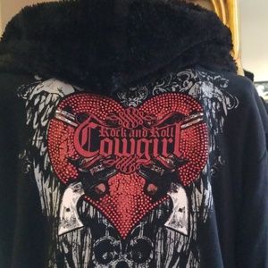 Rock & Roll Cowgirl Sweatshirt furry inside